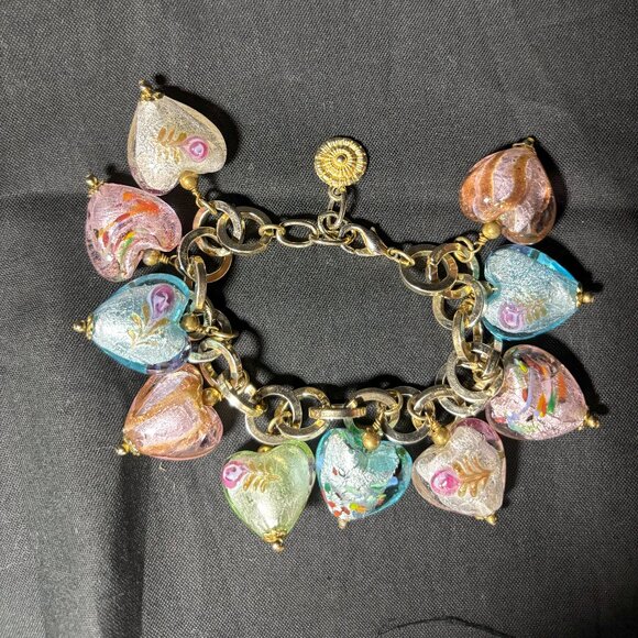 RJ Graziano Jewelry - Beautiful signed RJ Graziano heart charm bracelet.  Free Shipping
